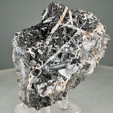 Nice Manganite Crystals on Calcite: Ilfeld, Harztor, Thuringia, Germany- Rare picture