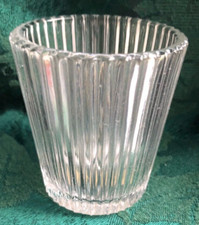 BIEDERMAN GLASS VOTIVE HOLDER - CLEAR RIBBED picture