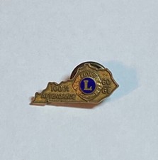 Lions Club 100% Attendance Award Pin Vintage Metal Gold Lapel 1960 1961 Kentucky picture