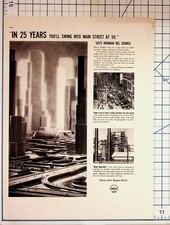 1930s Norman Bel Geddes Futurama City Shell Oil Ad Vintage Magazine Page picture