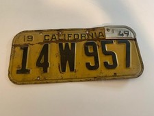 1947 47 49 Tag California State License Plate 14W957 USED SINGLE 1 picture