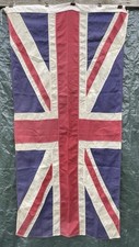 Vintage Union Jack Flag 6’x3’ 1940s Sewn Linen WWII picture