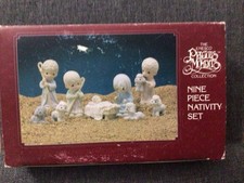 Vintage Enesco Precious Moments Miniature Nativity  9 Piece Set 1989 picture