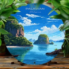 Palawan Philippines Print Aluminum Tin Metal Signs Home Décor 8x8 Inch Circular  picture