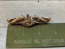 ORIGINAL WWII USN FULL SIZE SUBMARINE OFFICER DOLPHINS BADGE, PB AMICO STERLING picture