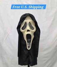 Vintage Easter Unlimited RDS Scream Ghostface Mask Black Shroud - GC - GITD picture