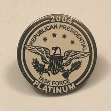 2004 Republican Presidential Task Force Platinum White & Silvertone Pinback picture