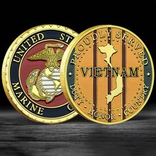 USMC Vietnam Proudly Served Challenge Coin Golden Duty Honor Country Souvenir picture