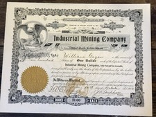 1904 Arizona Territory Industrial Mining Co Stock Certificate Eagle Vignette picture