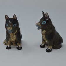 vintage Chinese cloisonné enamel dog / wolf figurines set of 2  picture
