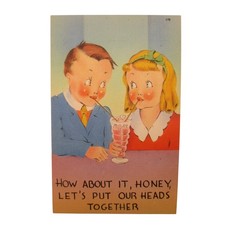 Vintage  Comic Postcard Asheville Post Card Co 170 Milkshake Couple Sample picture