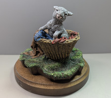 Vintage 1981 Marty Resin Lamb in Basket Figurine, Farmhouse Decor picture