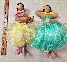 VTG 50s Hawaiian Pair Aloha Tiki Hula Paper Mache Doll Display 18