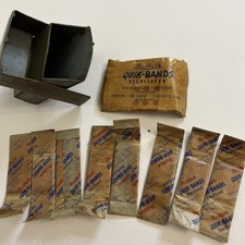 Vintage Firstaid Quik-Bands Bandaids In Plastic Box picture