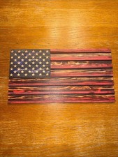 Handcrafted Wooden American Flag Wall Plaque/Coin Holder picture