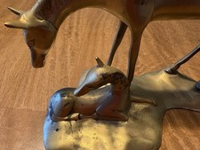 Vintage Solid Brass Mare and Foal Figurine picture