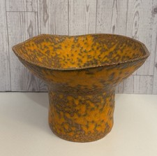 VINTAGE ROYAL HAEGER 1960'S ORANGE PEEL LAVA TOP HAT POTTERY VASE ULTRA RARE WOW picture