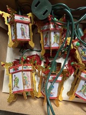 Chinese Palace Lantern Electric Light 10 Pc Set Vintage 1950s Boxed picture