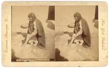 ARIZONA STEREOVIEW - Pueblo Woman Sweeping Her Floor - Continent Stereo Co 1880s picture