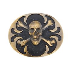 Skull & Crossbones Montana Silversmiths Belt Buckle Vtg. Made In The USA picture