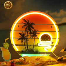 Tropical Neon Sign 11.8 Inch Palm Tree Sunset Neon Light for Wall Decor Colorful picture