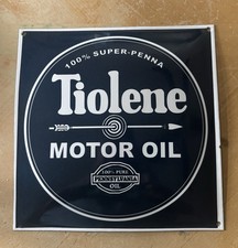Tiolene Motor Oil heavy porcelain over steel metal sign - 12