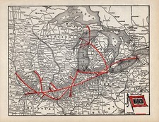 1931 Antique Wabash Railroad Map Vintage Wabash Railway Map #1950 picture