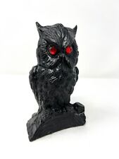 Vintage Handcrafted COAL Black Owl With Red Jeweled Eyes 6