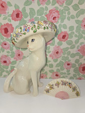 Lenox Sunday Best Cat Figurine Butterfly Floral Hat and Fan picture