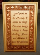 Vintage Serenity Prayer on Wood Plaque with Carved Flowers {6