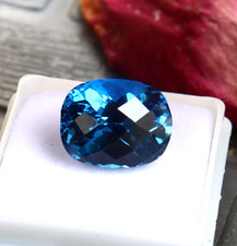 9.70 Ct Natural Sky Blue Aquamarine Cushion Chekar Cut Certified Loose Gemstone picture