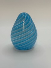 Rare Find Vintage Baby Blue & White Swirl Glass Murano Egg, Made ..., picture