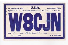 Vintage QSL Card W8CJN Columbus Ohio c1930 picture