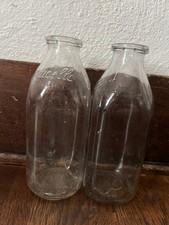 2x Monticello Dairy Glass Milk Bottle 1 Quart Charlottesville UVA Cow Jefferson picture