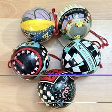 Vintage Bloomingdale’s New York Hand Painted Christmas Ornament Lot of 5 RARE picture