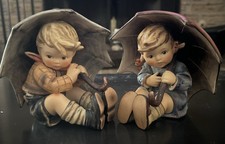 RARE AUTHENTIC SIGNED HUMMEL 5” UMBRELLA BOY & GIRL picture
