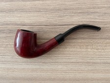 Vintage Briar Israel Tobacco Bent Billiard Pipe, Red & Black, Approx 5” Long picture