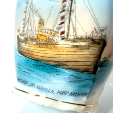 PORT ARTHUR Steam Ship St. Oswald TX TEXAS ANTIQUE Souvenir CHINA TRINKET CUP picture
