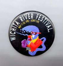 1990 KANSAS EVENT WICHITA RIVERFEST WICHITA RIVER FESTIVAL BUTTON PINBACK picture