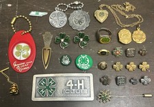 Large Lot of Vintage 4-H Club Pins Awards Ring Belt Buckle Key Chains Etc.  picture