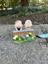 NIB Westland Giftware Peanuts Charlie Brown & Linus Brick Wall Figurine 8214 picture