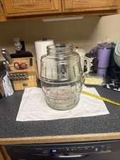 Antique Owen’s Illinois Large Glass Pickle Jar Keg Barrel Style No Lid picture