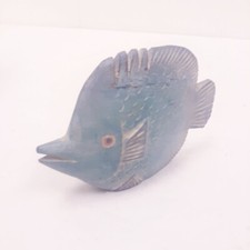 Hand Carved Wood Painted blue Fish Figurine Art APM CO Limited Bangkok 6