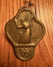 Vintage 1945 Randolph Brass Stag Deer Wall Clip Paper Holder Lodge Hunting Decor picture