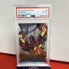 1995 Fleer Marvel Metal Iron Man Silver Flasher PSA 6 picture
