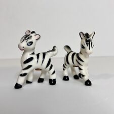 Vintage Ceramic Zebra Salt & Pepper Shakers Made In Japan W/ Cork Stoppers picture