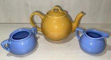 LIPTON TEA Blue Creamer & Sugar (no lid) and Yellow Tea Pot w/Lid  picture