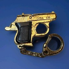 Vintage Walther 920 Working Mini Cap Gun Keychain Die Cast Gold & Black picture