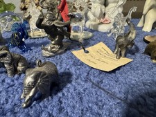 Elephant Figurine Lot of 26 Pewter Crystal Stone Ceramic Vintage ( 1979 + ) picture