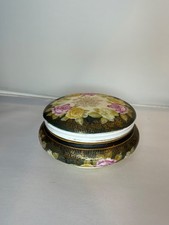 Antique Rosenthal RC Bavaria Porcelain Powder Trinket Box Roses Gold c1900 picture